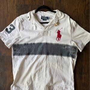 Vintage Coastal Ralph Lauren White Rugby Polo with Red Pony